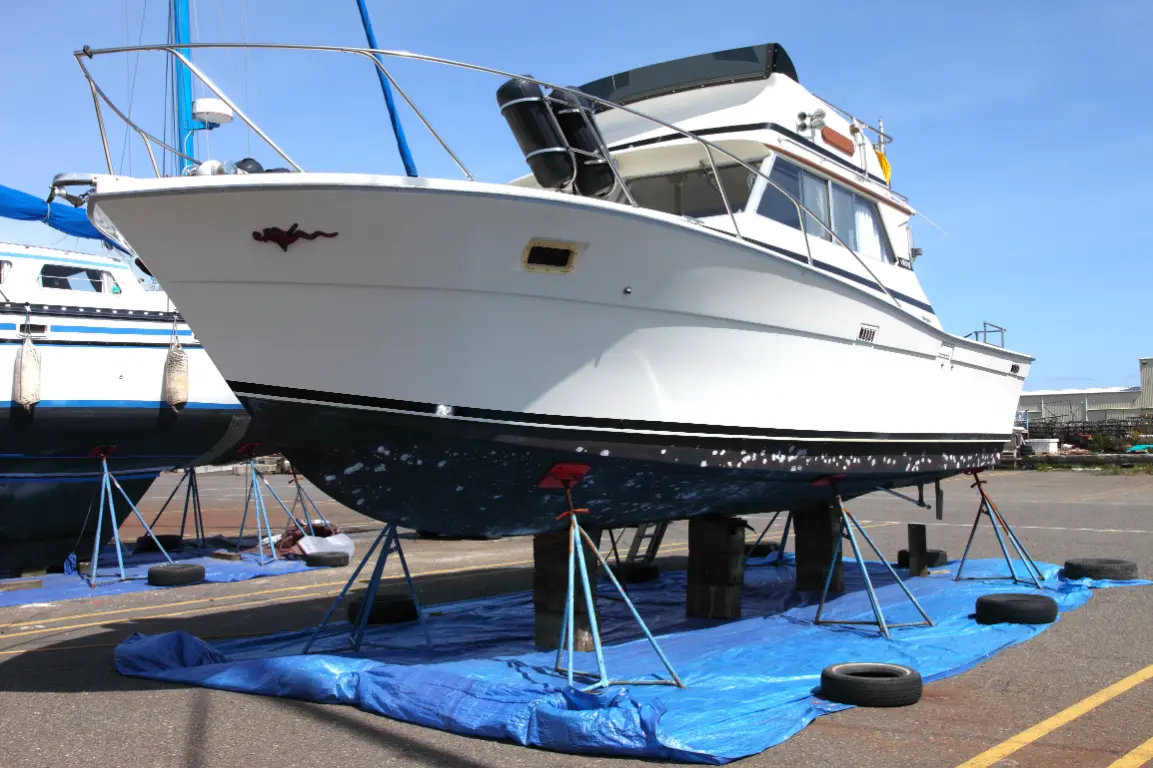 Fishing boat on the water with a depth finder installed by Anchors A'Weigh